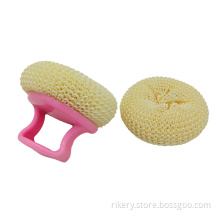 Round Cleaning Scrubber with Plastic Handle